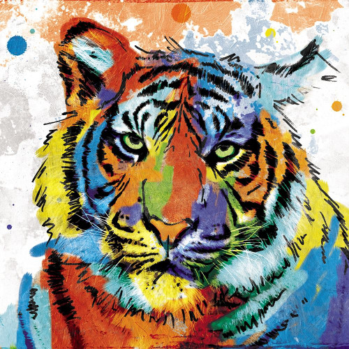 watercolor rainbow tiger