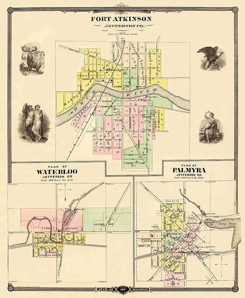 Fort Atkinson Wisconsin Landowner Snyder 1878 Poster Print by Snyder