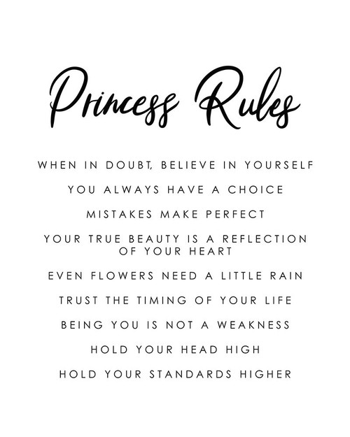 Princess Rules Black White Poster Print by Leah Straatsma LSRC115A