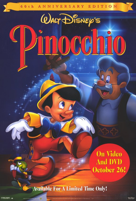 70年代 pinocchio ポスター Disney Pinocchio Poster- 1993 Vintage-sale- Collectible- 26