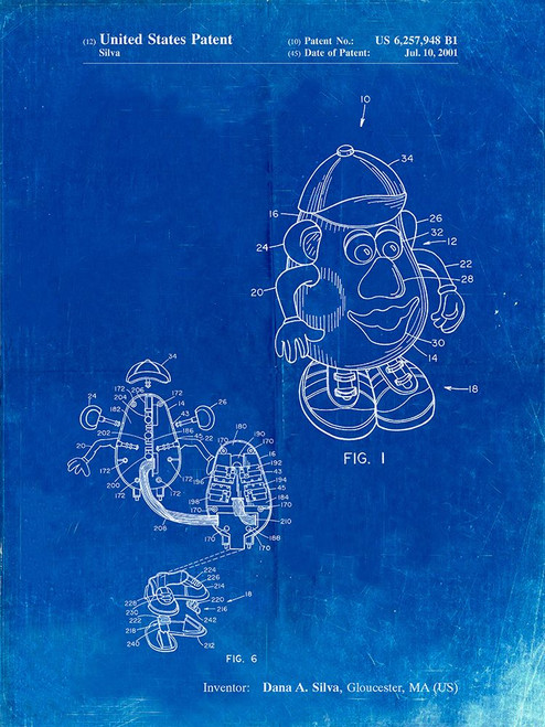 PP123- Faded Blueprint Mr. Potato Head Patent Poster Poster Print ...