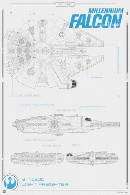 Star Wars Millennium Falcon Blueprint Poster Poster Print - Item ...