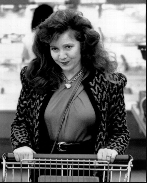 Lisa Jane Persky Pushing Shopping Cart In Coneheads Black And White ...