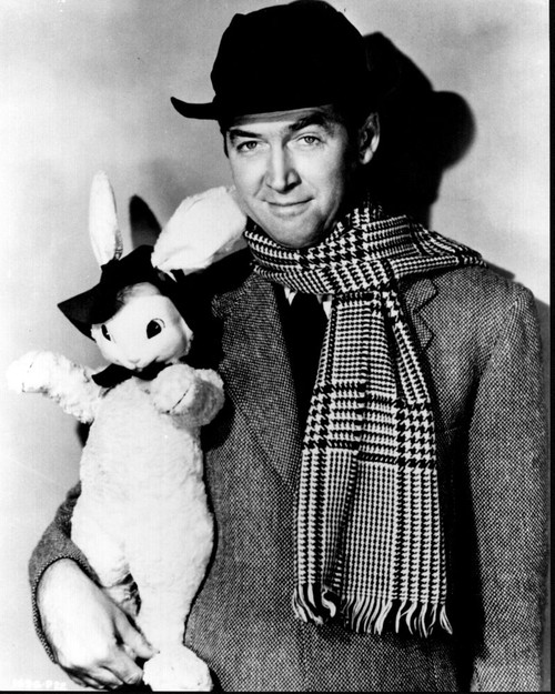 James Stewart Holding Stuffed Rabbit For Harvey Black And White Photo ...