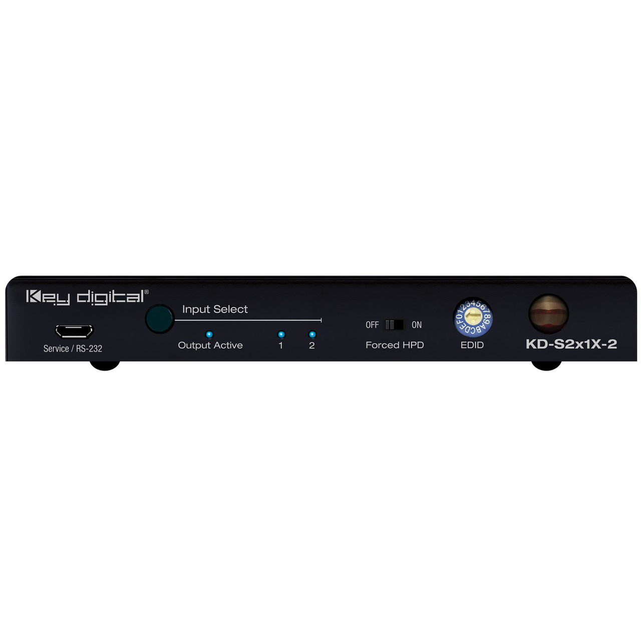 Rear view showing the HDMI input and output ports.