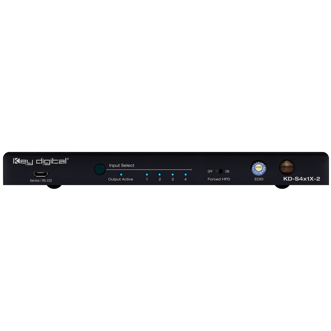 Rear view showing the HDMI input and output ports.