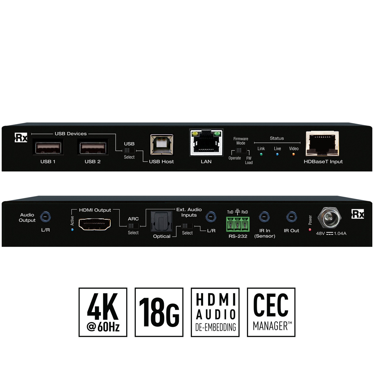 Front view of the Key Digital KD-X100MRx receiver.