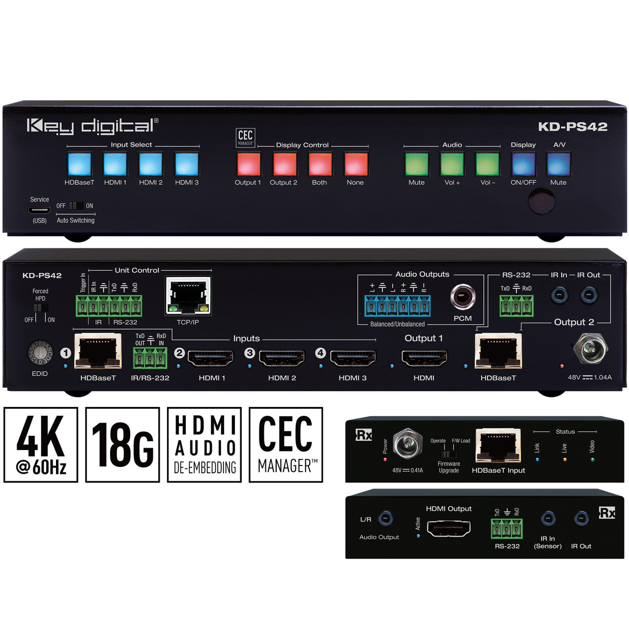 Front view of the Key Digital KD-PS42 presentation switcher.