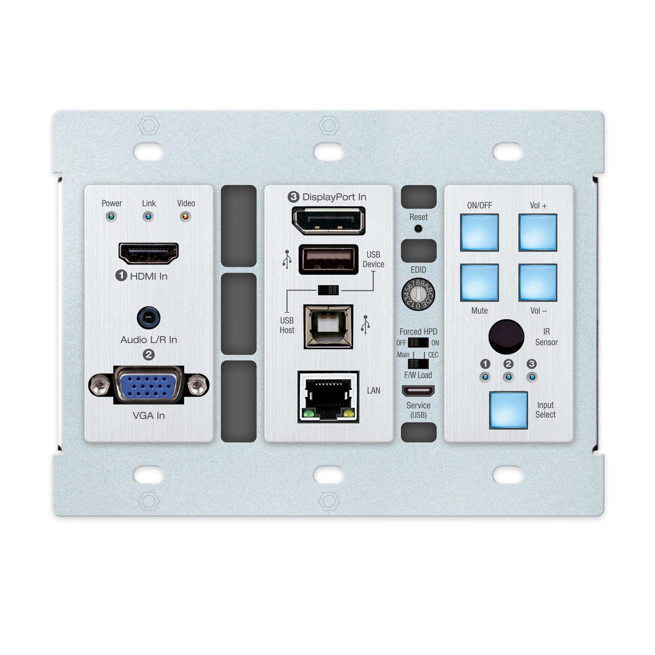 Rear view showing the connection ports.