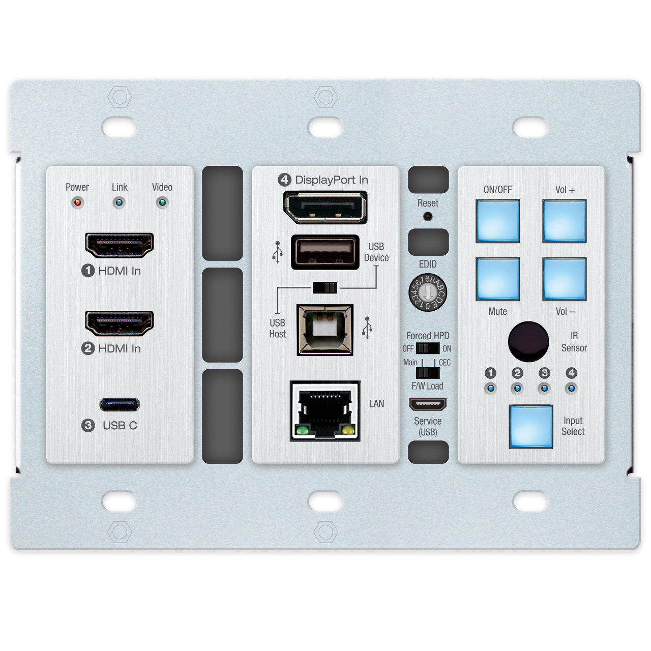 Rear view showing all connection ports.