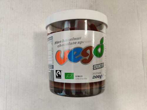 Vego Organic Crunchy Fine Hazelnut Chocolate Spread 200g