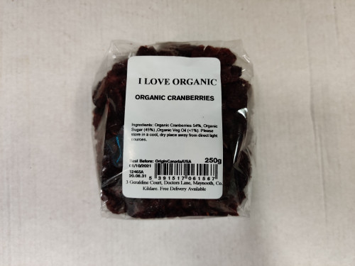 I Love Organic Cranberries 250g