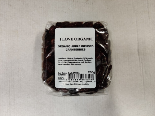 I Love Organic Apple Infused Cranberries 250g