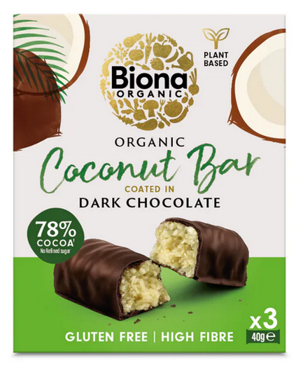 Biona Dark Choc Coconut Bar (Org) 120g