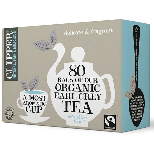 Clipper Organic Earl Grey Tea 80 Unbleached Bags 200g