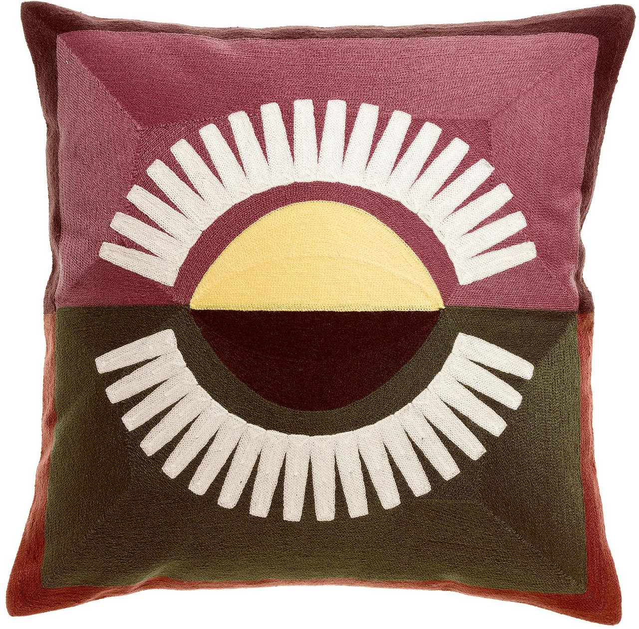 Geborduurd kussen Eol Bordeaux 45 X 45