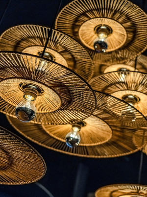 Cappello hanglamp E27 d:60cm zwart met naturel kap