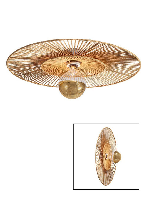 Cappello plafond/wandlamp d:60cm E27 wit met naturel kap