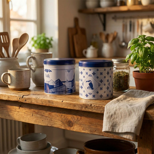 Stroopwafelblik Delftsblauw Van der Valk Exclusief - Valk Voor Thuis