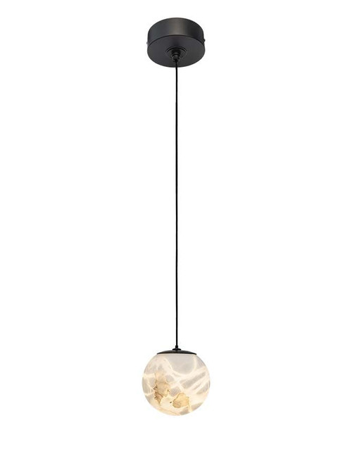 Venetian hanglamp Ø10 cm zwart met alabaster
