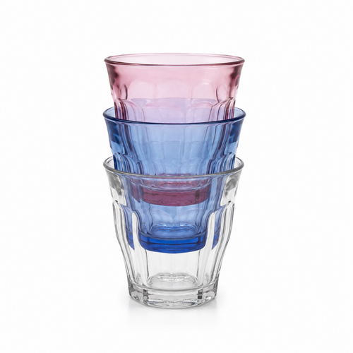 Duralex Picardie Tumbler 25 Cl Assorti - 3 Stuks - doorzichtig, marine blauw en rose 