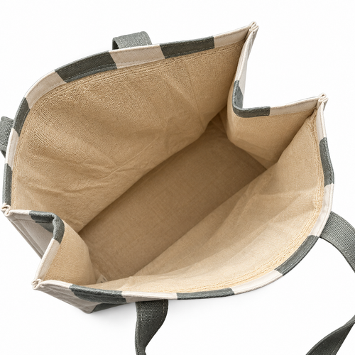 Valk Exclusief  Shopper Gestreept Beige, Groen & Creme - Valk Exclusief strandtas of shopper