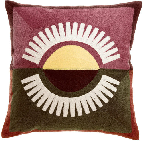 Geborduurd kussen Eol Bordeaux 45 X 45