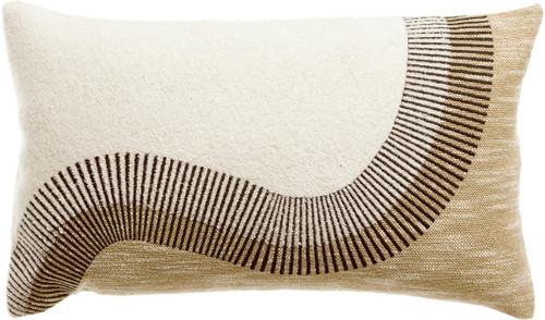Geborduurd kussen Hiro Naturel/Galet 30 X 50
