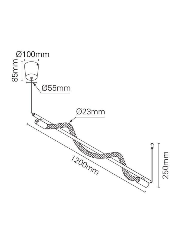 Rope horizontale hanglamp 14W 2700K goud