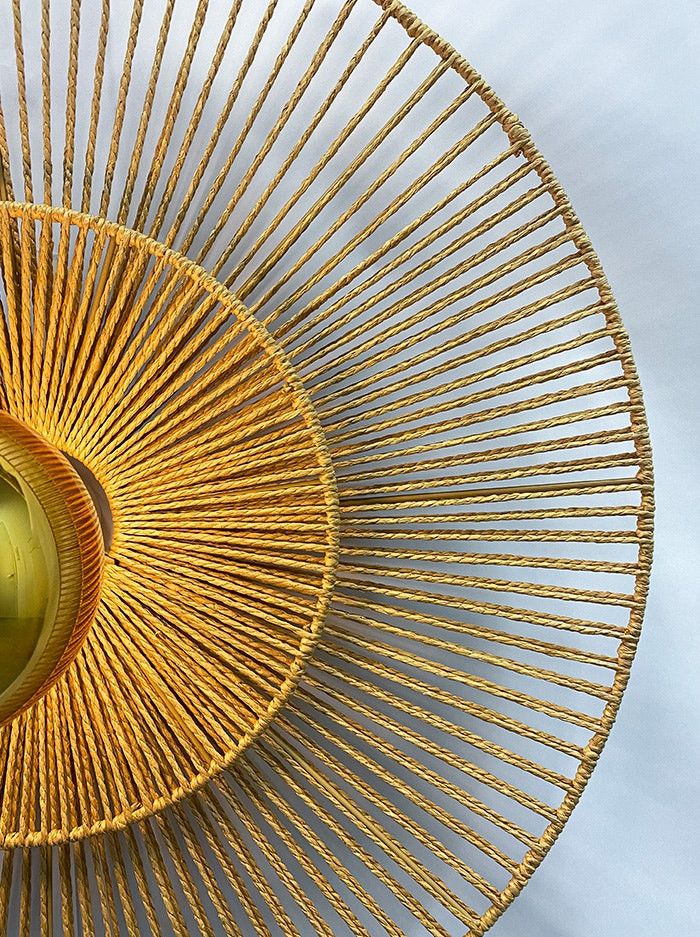 Cappello plafond/wandlamp d:60cm E27 wit met naturel kap