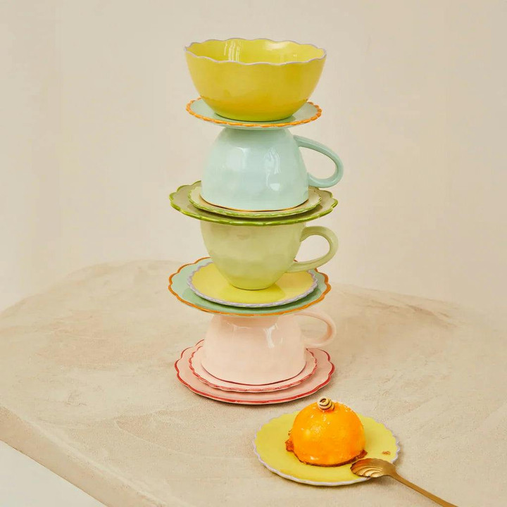 Good Morning kopje Cappuccino/Tea sculpted Pale green