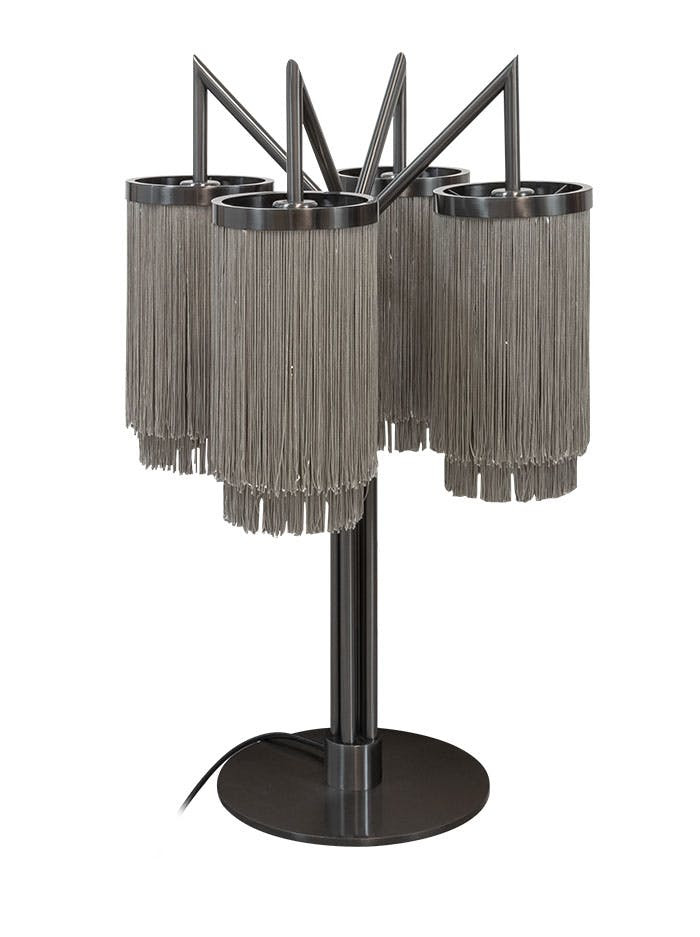 Fringes tafellamp 4-lichts gun metal