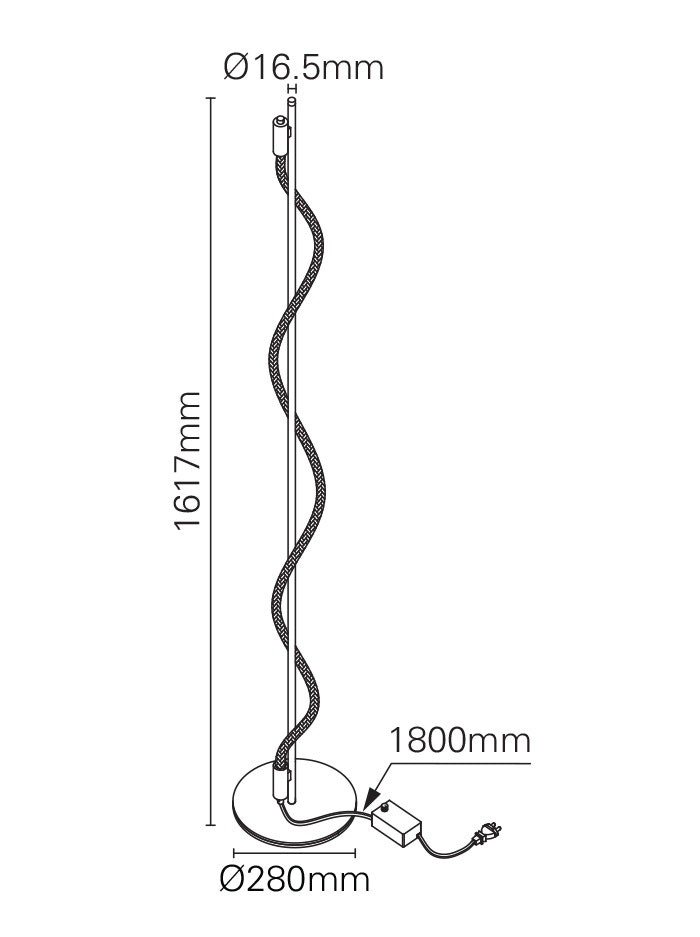 Rope vloerlamp 7W 2700K zwart/goud