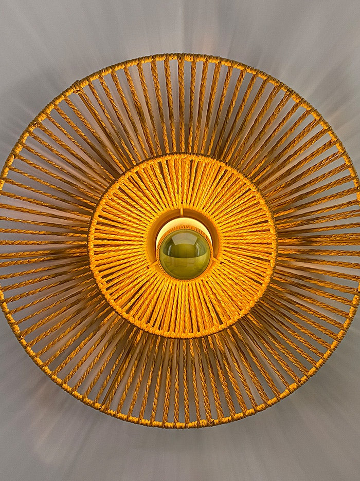 Cappello plafond/wandlamp d:40cm E27 wit met naturel kap