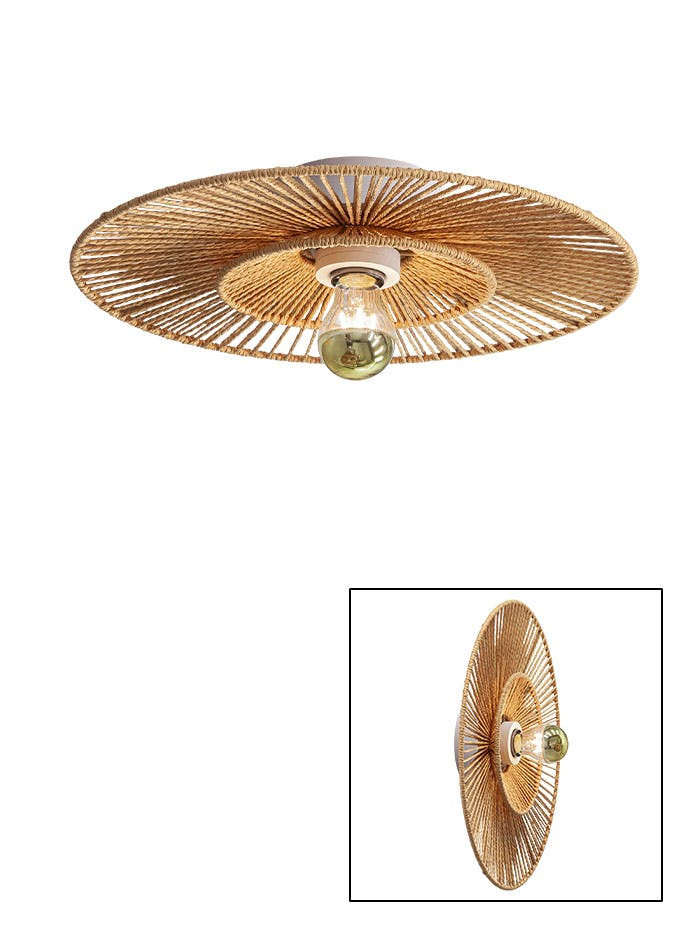 Cappello plafond/wandlamp d:40cm E27 wit met naturel kap
