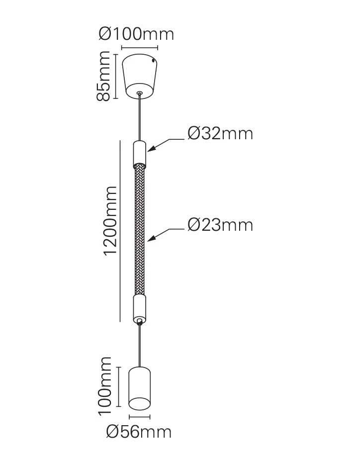 Rope vertikale hanglamp 14W 2700K goud