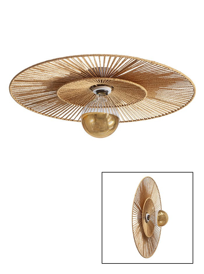 Cappello plafond/wandlamp d:60cm E27 wit met naturel kap
