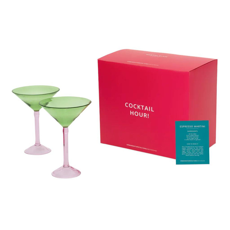 Martini cocktail glas, set van 2, in geschenkverpakking