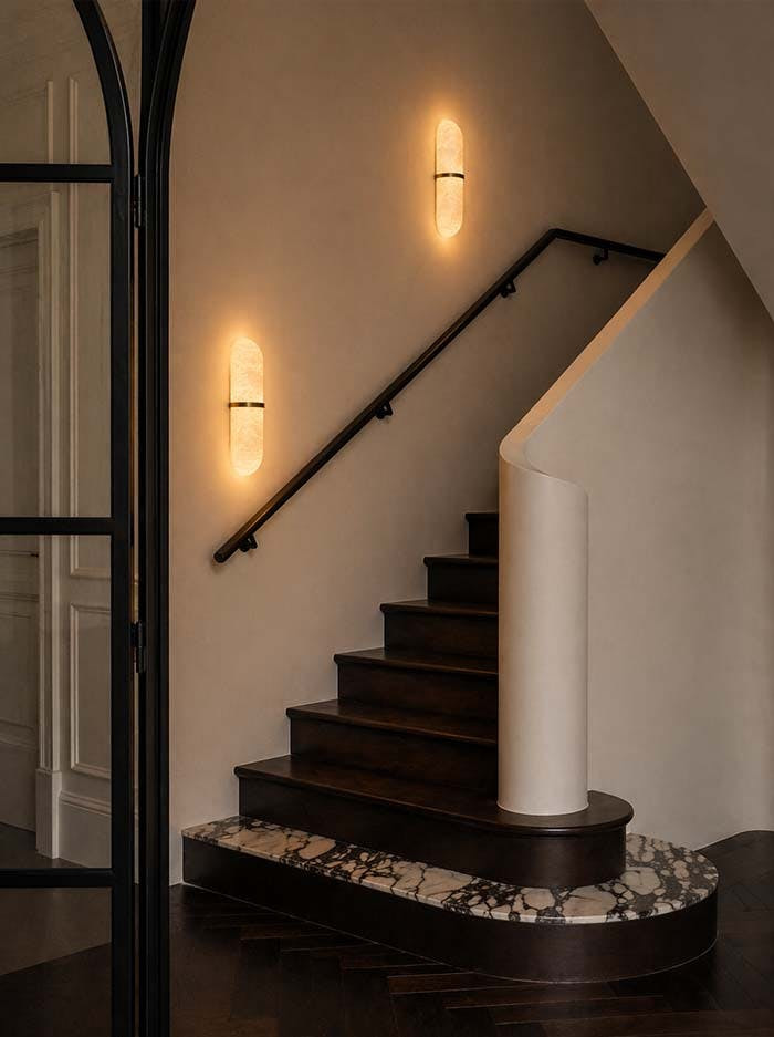 Oteca wandlamp messing en alabaster
