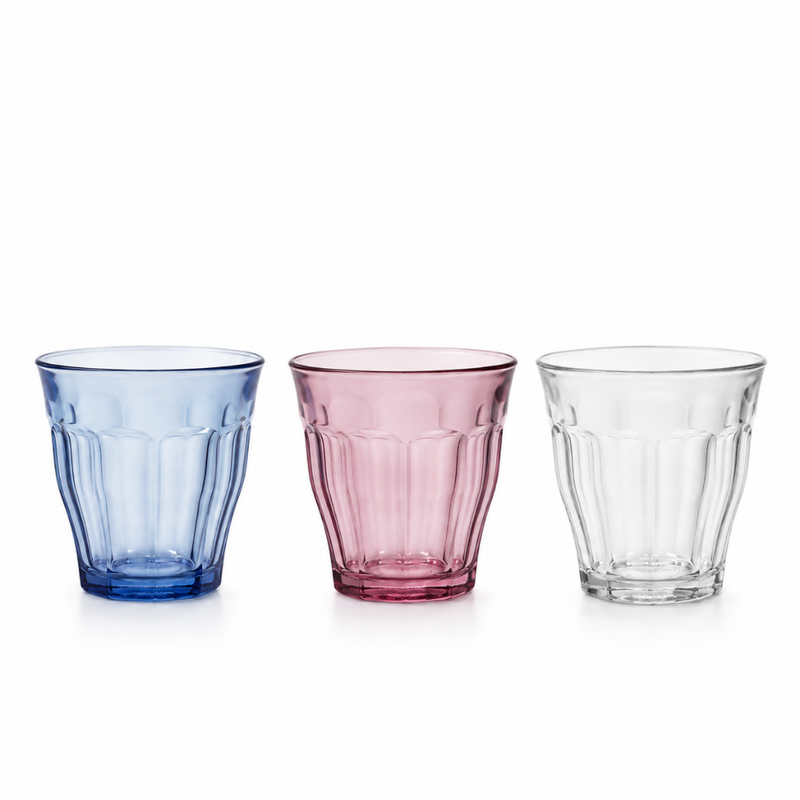 Duralex Picardie Tumbler 25 Cl Assorti - 3 Stuks - doorzichtig, marine blauw en rose 