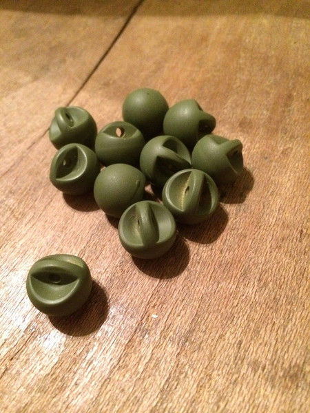 Set of 11 Matte Army Green Spherical 1/2" BUTTONS