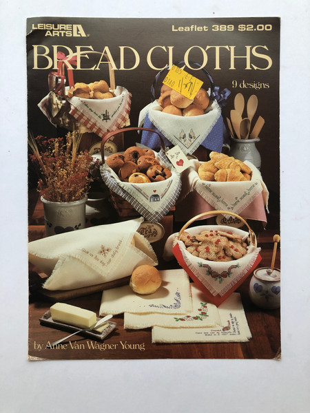 Vintage Leisure Arts Bread Cloths by Anne Van Wagner Young 389 Cross Stitch Pattern Booklet Charts Leaflet