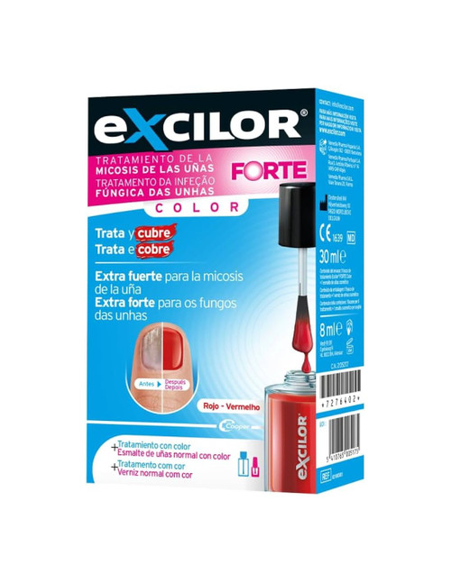 Excilor Forte + Esmalte Cosmético 30 ML Color Rojo + 1 Envase 8 ML Color Rojo