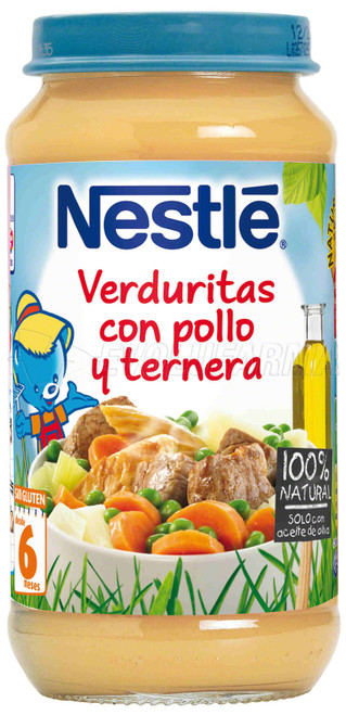 Nestlé. tarrito puré de verduras con pollo y ternera. tarro de 250 g.