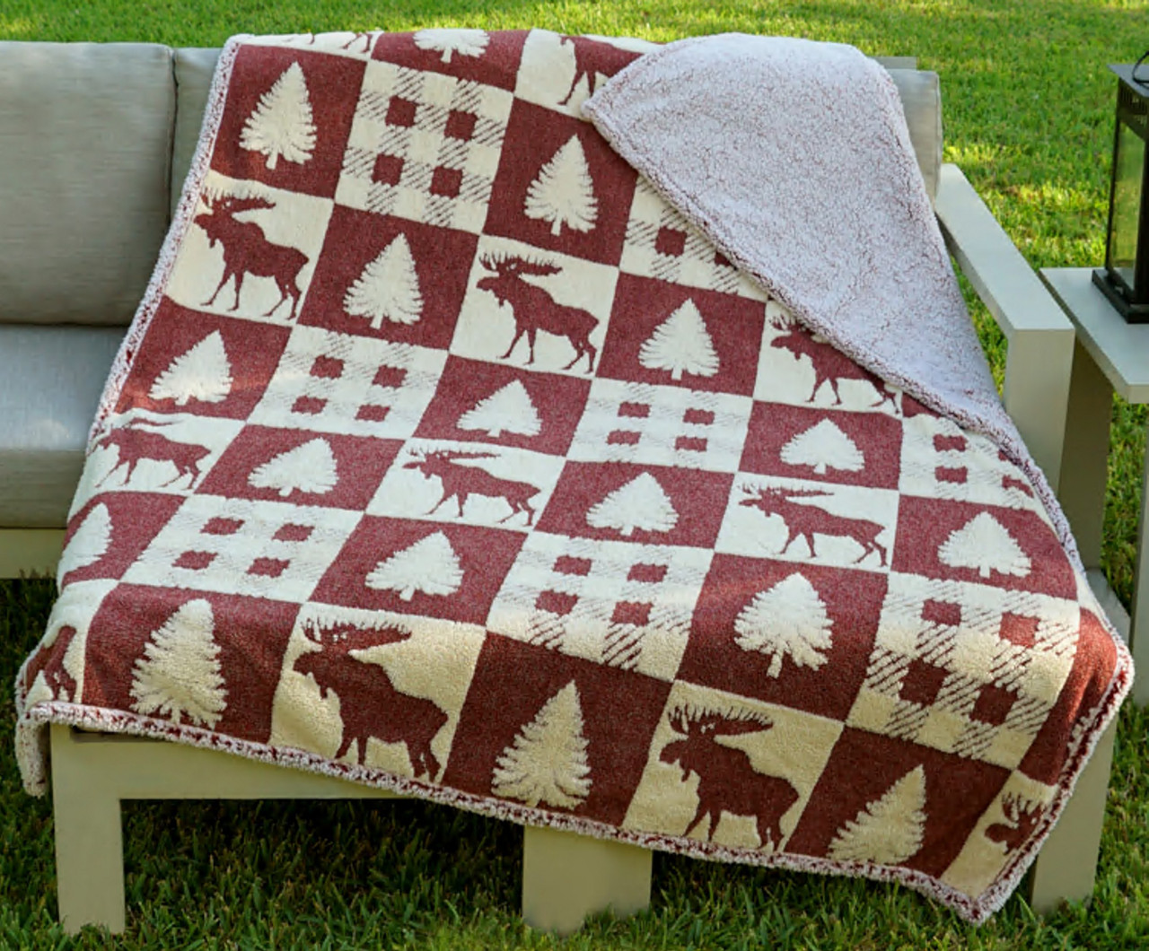 CHECKER MOOSE MELANGE BLANKET - Earth Ragz