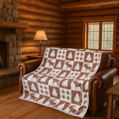 CHECKER MOOSE MELANGE BLANKET
