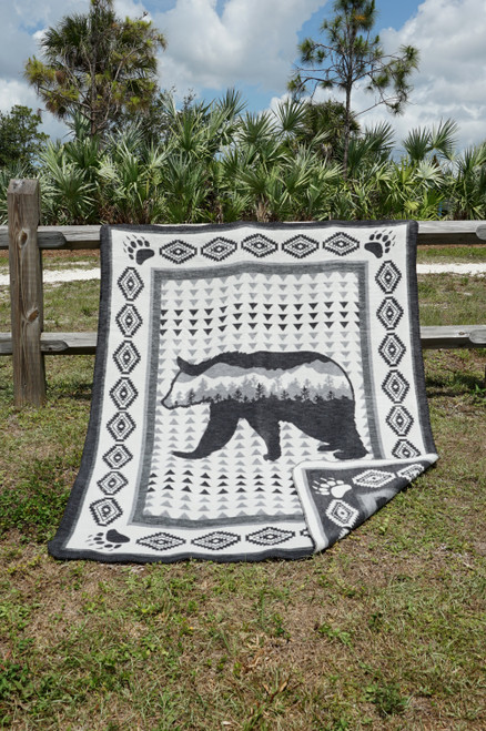 Bear Crossing Reversible Jacquard Twin Blanket