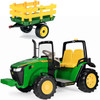 12v John Deere Dual-Force 2 Seater Sit on Tractor & Trailer Set