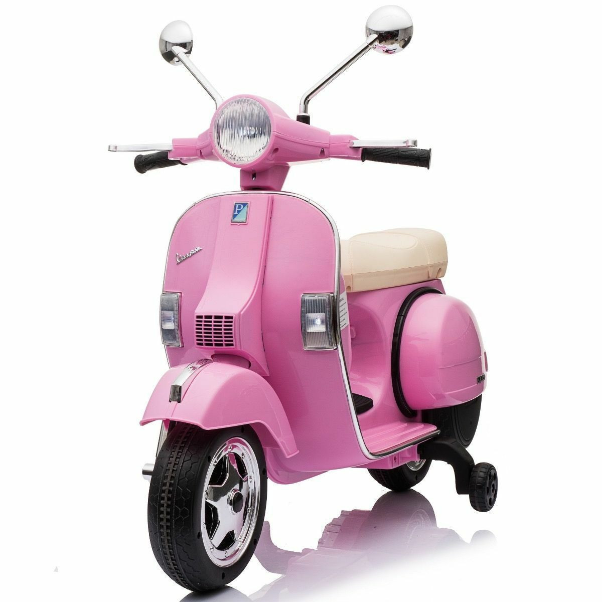 Girls Licensed Kids Pink Vespa Retro 12V Sit on Mod Style Moped