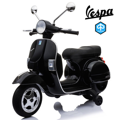 12V Black Licensed Vespa Kids Ride On Electric Moped Italian